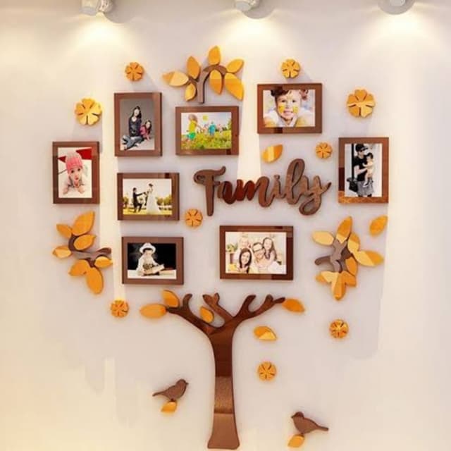 Family tree yellow leaves with frames