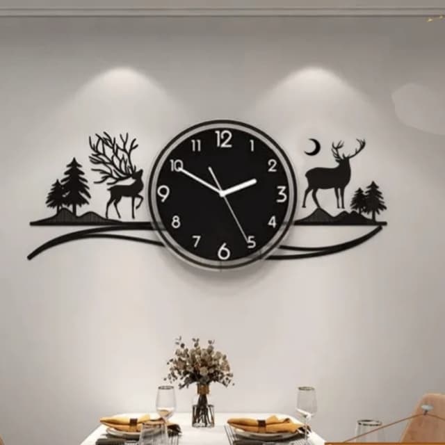 Deer in jungle 3D wall clock