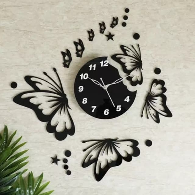 Butterfly 3D wooden wall clock