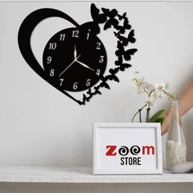 Butterfly heart wall clock