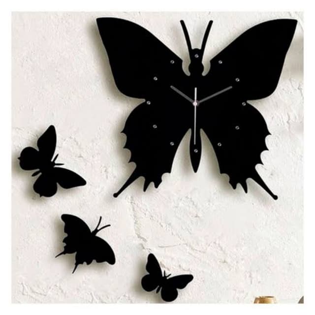 Butterfly with three small butterflies wooden wall clock