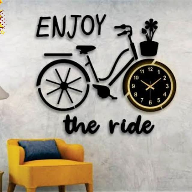 Enjoy the ride bicycle 3D wooden wall clock
