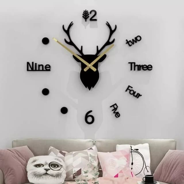 3D diye deer wooden wall clock